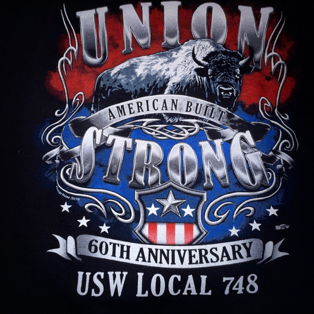 Bayside USW Local 748 Union Strong Tee Men 3XL Black Good Buffalo Graphic